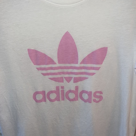 Girls size L Adidas classic cotton tee white  pink light weight summer shirt - Picture 2 of 4